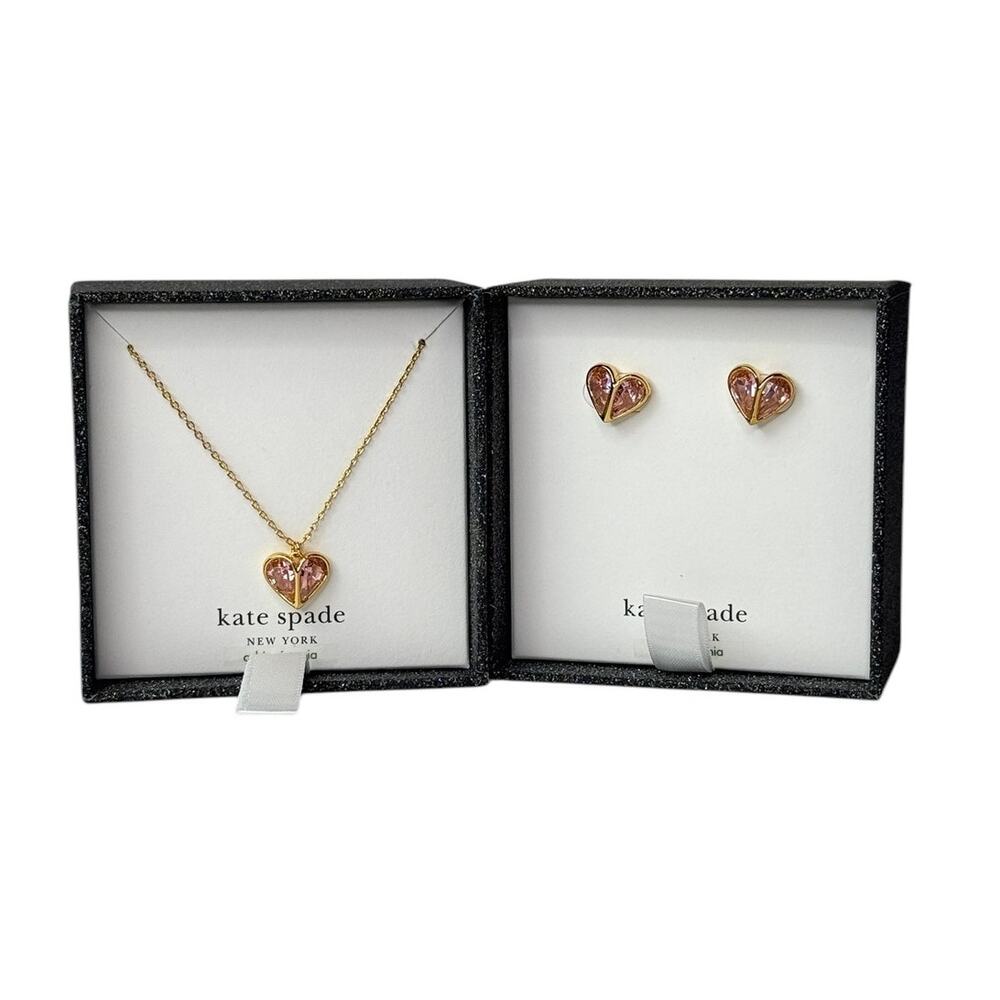 Kate Spade Cubic Zirconia Heart Mini Pendant Necklace and Earrings Set